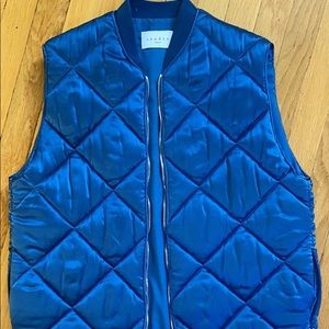 Sandro blue quilted vest zipper front size 1